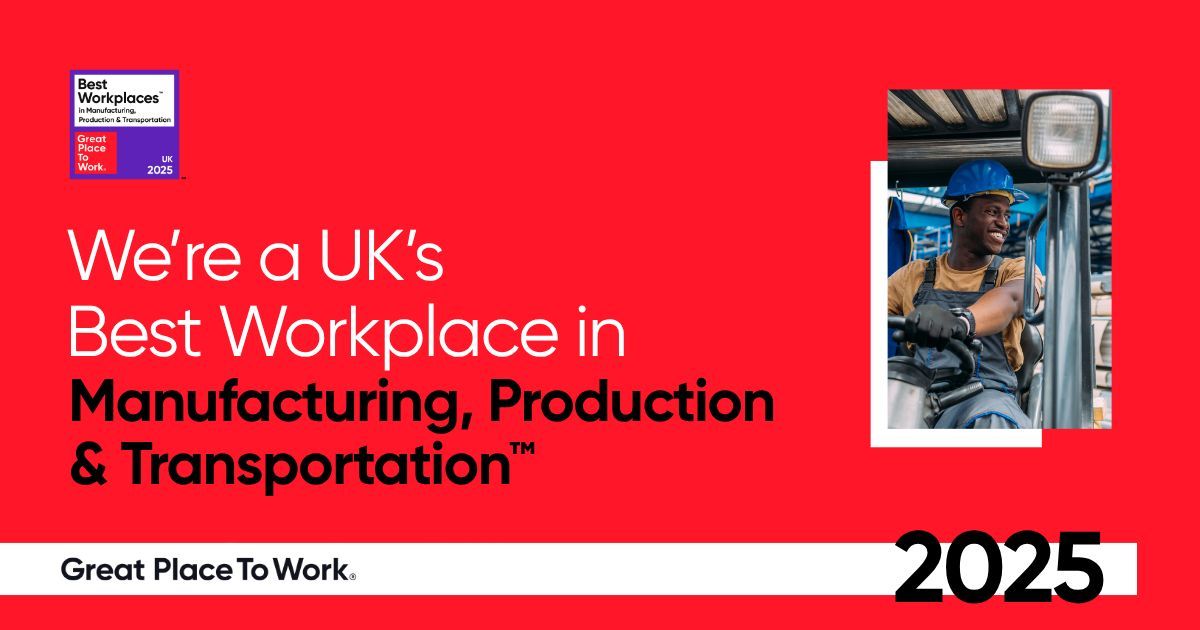 CVE named one of UK’s Best Workplaces in Manufacturing, Production & Transportation