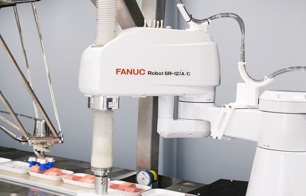 Strong FANUC SCARA robot withstands cleaning procedures